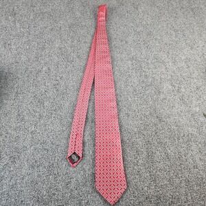 Dion 1967 Silk Tie Red Geometric Medallion Pattern Made Canada Mens Necktie